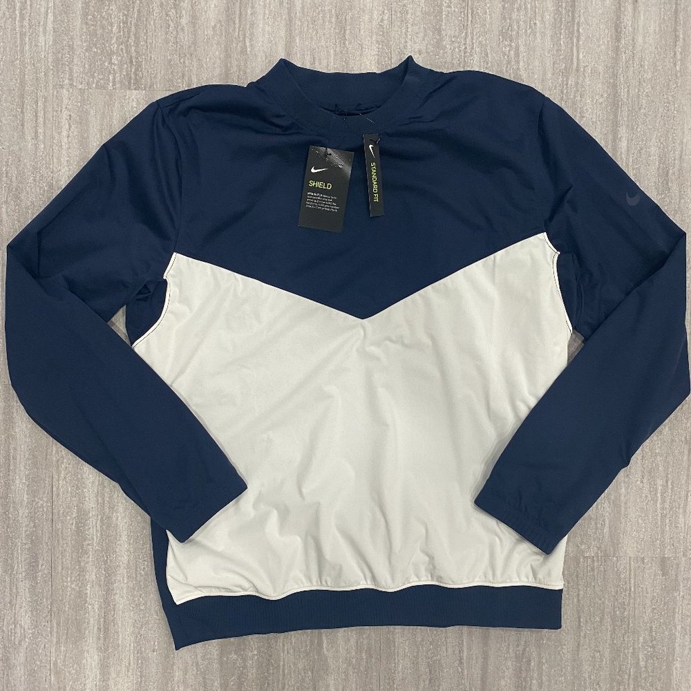 NEW Nike Men's Shield Golf Sweater Blue/White, MD